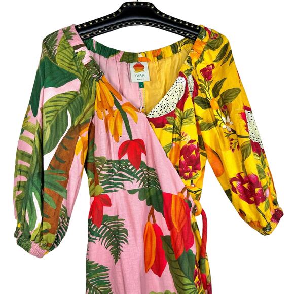 Farm Rio Mixed Print Midi Wrap Dress Small NWT - Picture 3 of 16